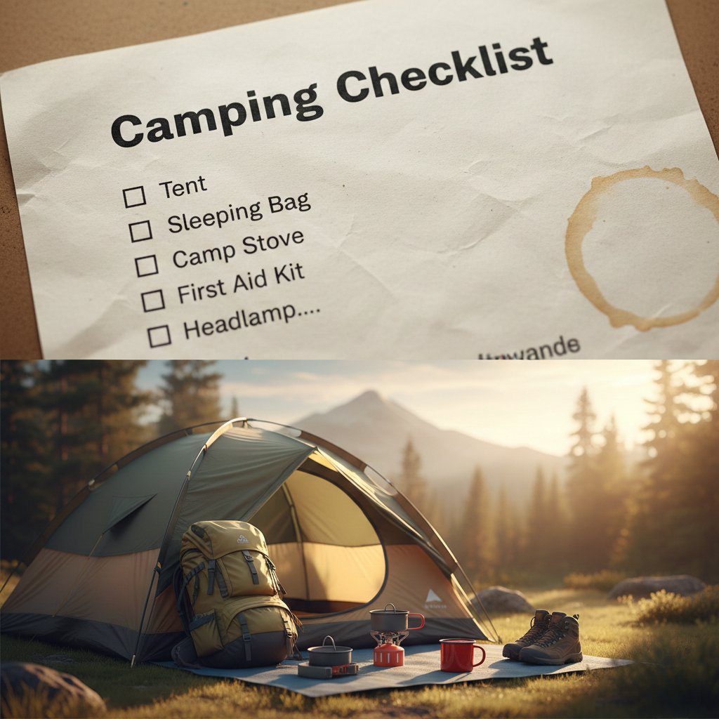 Camping Checklist Preview - Complete camping gear checklist with 200+ essential items organized by category